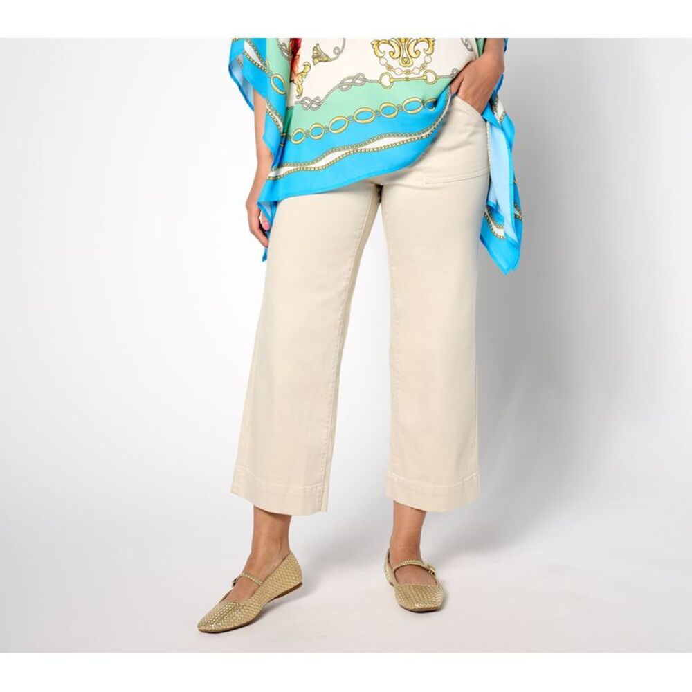 SUNNYLiFE Women's Petite Pants 4P TripleLuxe Twill Wide Leg Cropped Brown